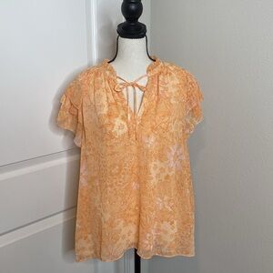 House Of Harlow 1960 Flutter Sleeve Floral Flowy Top Large